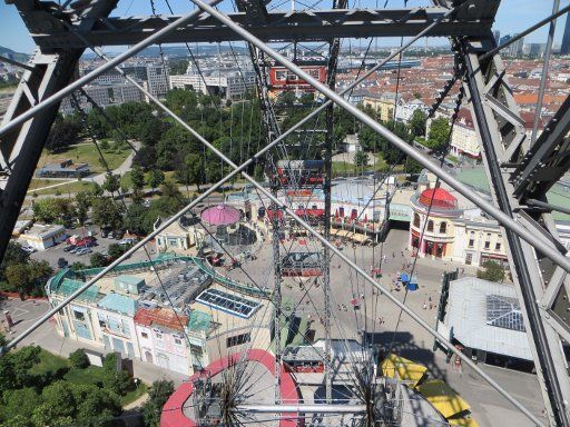 Wiener Riesenrad, Wien, Österreich, Ausblick auf den Prater Vergüngungspark