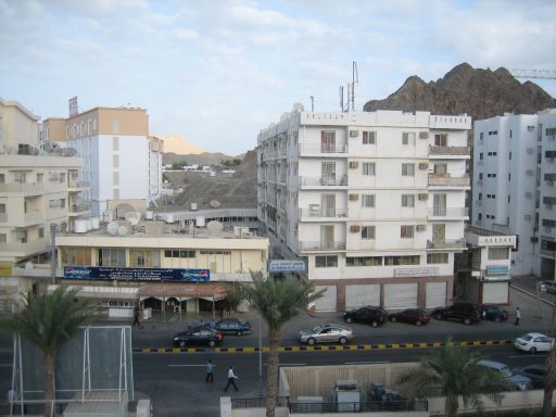 Mutrah Hotel, Muscat, Oman, Zimmer 401 Ausblick auf die Straße