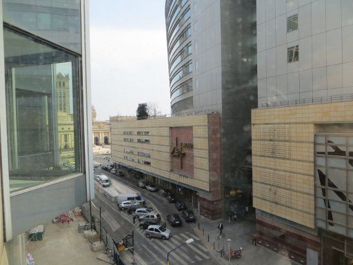 Mercure Warszawa Centrum, Warschau, Polen, Blick aus dem Fenster Richtung Zlote Tarasy Einkaufszentrum