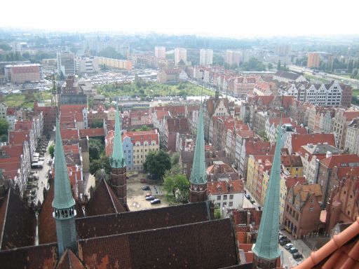 Ausblick von der Marienkirche Richtung Hafen der Altstadt, Gdańsk - Danzig, Polen