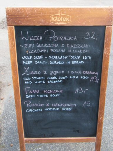 Wilczy Szaniec - Wolfsschanze, Restaurant, Kętrzyn - Rastenburg, Polen, Tageskarte