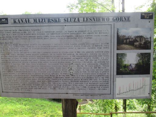 Masurischer Kanal, Schleuse Fürstenau, Leśniewo - Fürstenau, Polen, Informationen an der Oberschleuse auf Polnisch