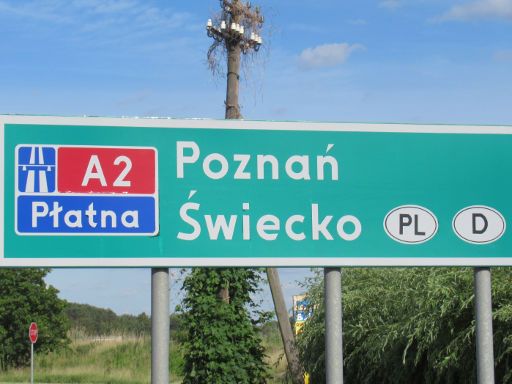 Autobahnmaut, Polen, Schild A2 Płatna Poznań Świecko PL D