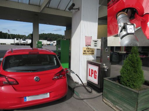 LPG, Autogas Tankstellen, Polen, Zapfpistole am Dish Adapter