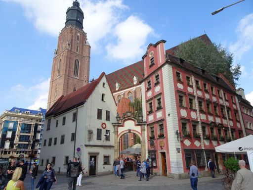 Elisabethkirche, Wrocław, Breslau, Polen, Zugang bei den Häusern Hänsel und Gretel