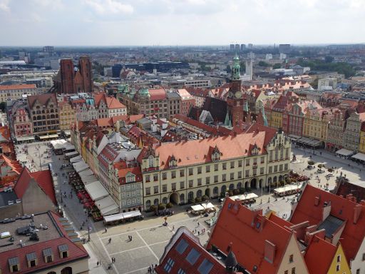 Elisabethkirche, Wrocław, Breslau, Polen, Ausblick Marktplatz und Rathaus