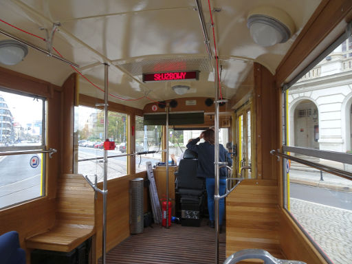 Historische Straßenbahn, Wrocław, Polen, Innenraum mit Fahrer