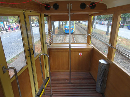 Historische Straßenbahn, Wrocław, Polen, Ausblick nach hinten