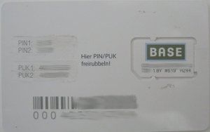 BASE prepaid SIM Karte, SIM Karte im Kunststoffkartenhalter, Rückseite