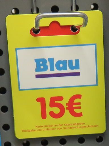 Blau, Guthabenkarte 15,– € im Netto Supermarkt August 2017