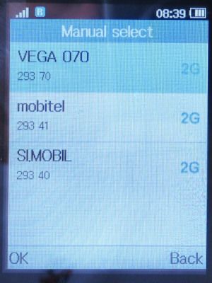 Blau, 2G Netze in  Idrija, Slowenien im Juni 2025 auf einem Alcatel 2051X