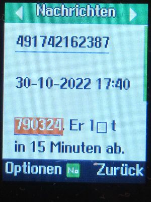 Blau, SPAM SMS auf einem Logicom Le Posh 178