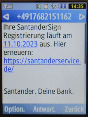 Blau, SPAM SMS auf einem Samsung GT–C3590