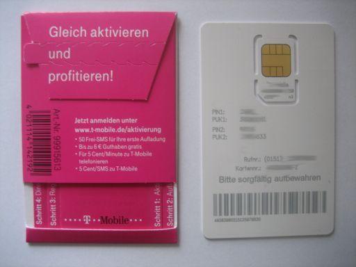 t– mobile xtra, Starter Paket, mit SIM Karte und kleiner Bedienungsanleitung