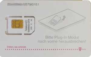 T–Mobile xtra, SIM Karte im Kunststoffkartenhalter Rückseite