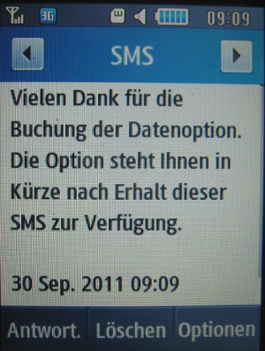 ja! mobil prepaid SIM Karte, SMS mit Buchungsbestätigung Datenoption