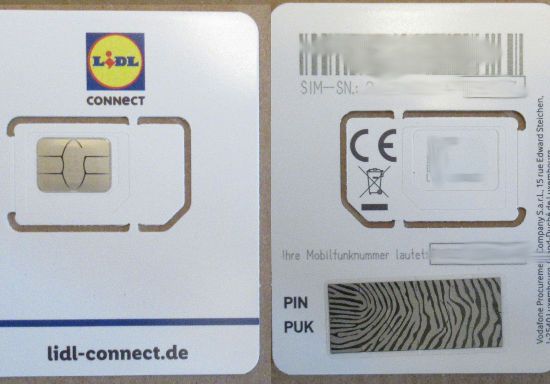 LIDL Connect, SIM Karte im Kunststoffhalter