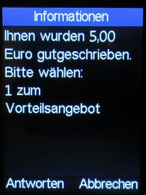 LIDL Connect, Guthabeninformation auf einem Bea-fon C245 Mobiltelefon