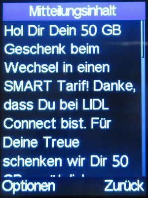 LIDL Connect, 50 GB Daten für Wechsel in SMART Tarif auf einem Bea-fon C245 Mobiltelefon im November 2023