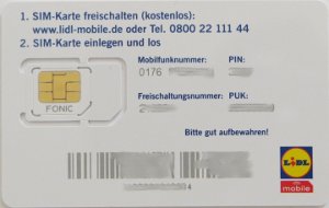 LIDL mobile Classic prepaid SIM Karte, SIM Karte im Kunststoffträger