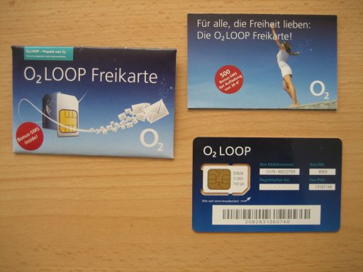 o2 Loop, Starter Paket, mit kleiner Bedienungsanleitung, Preisübersicht und der SIM Karte