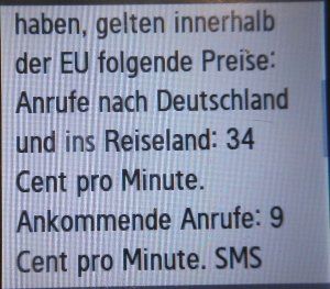 simyo Roaming Information per SMS in Großbritannien im Juli 2012