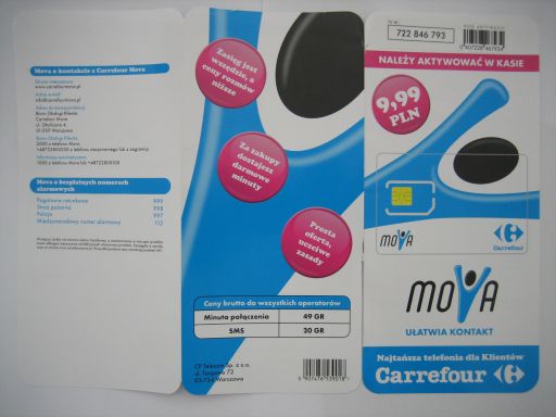 Carrefour Mova, prepaid UMTS SIM Karte, Polen, Bedienungsanleitung