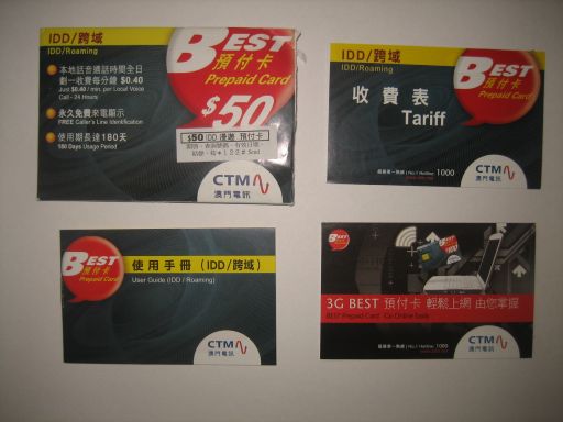 CTM best prepaid, Macau / Macao, China, prepaid Starter Paket