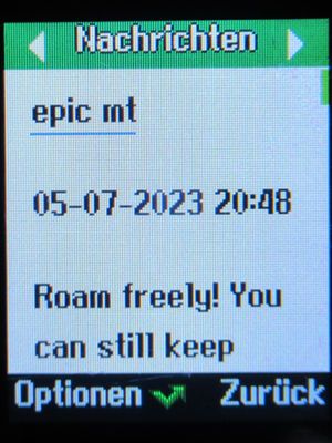 epic prepaid SIM Karte, Malta, Roaming Info Polen im Juli 2023 auf einem Logicom Le Posh 178