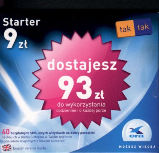 era tak tak, prepaid UMTS SIM Karte, Polen, Starterpaket