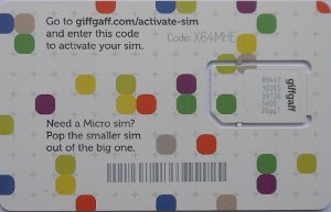 giffgaff prepaid SIM Karte Großbritannien, SIM Karte im Kunststoffkartenhalter