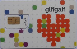 giffgaff prepaid SIM Karte Großbritannien, SIM Karte im Kunststoffkartenhalter, Rückseite