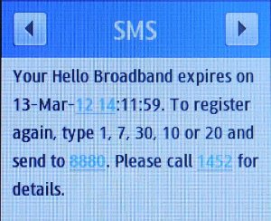 hello axiata prepaid SIM Karte Kambodscha, SMS Warnung vor dem Ende des 24 Stunden Pakets