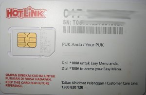 Hotlink™ Maxis prepaid SIM Karte Malaysia, SIM Karte im Kunststoffhalter Rückseite