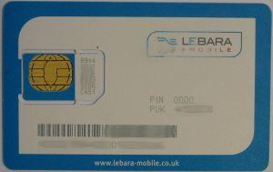 Lebara Mobile, prepaid UMTS SIM Karte, Großbritannien,  SIM Karte mit Kunststoffkarte Rückseite