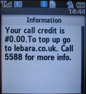 Lebara Mobile, prepaid UMTS SIM Karte, Großbritannien, Guthaben nach der Aktivierung