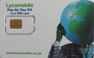 Lycamobile, prepaid UMTS SIM Karte, Großbritannien, SIM Karte 2015 mit Kunststoffkartenhalter