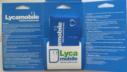 Lycamobile prepaid SIM Karte, Portugal, Bedienungsanleitung