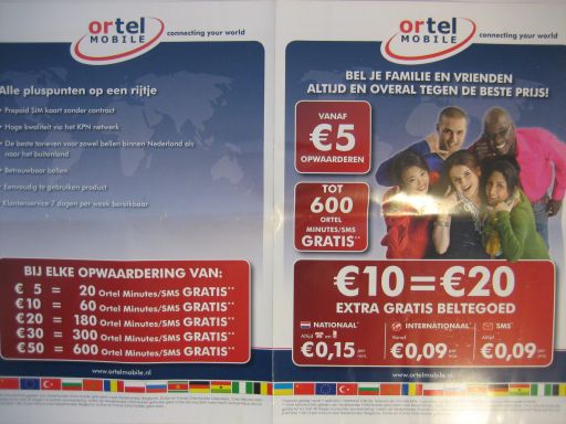 Ortel Mobile, prepaid UMTS SIM Karte, Niederlande, Werbung Vorderseite