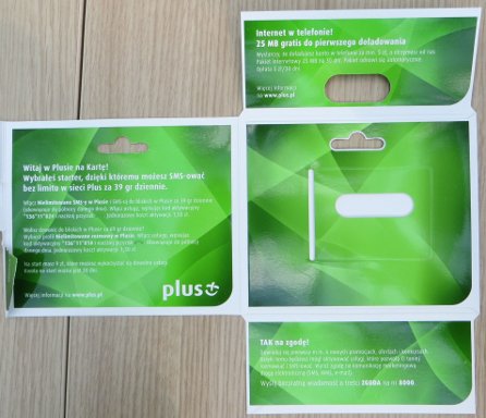 plus prepaid SIM Karte Polen, Bedienungsanleitung in der Innenseite vom Starterpaket