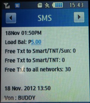 SMART, prepaid UMTS SIM Karte, Philippinen, Guthaben Anzeige per SMS