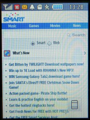 SMART, prepaid UMTS SIM Karte, Philippinen, Startseite http://wap.smart.com.ph