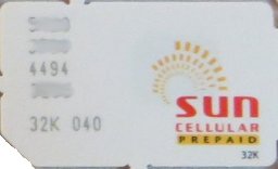 Sun Cellular, prepaid UMTS SIM Karte, Philippinen, SIM Karte, Vorderseite