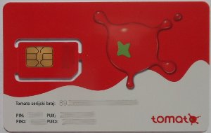tomato, prepaid UMTS SIM Karte, Kroatien, SIM Karte mit Kunststoffkartenhalter
