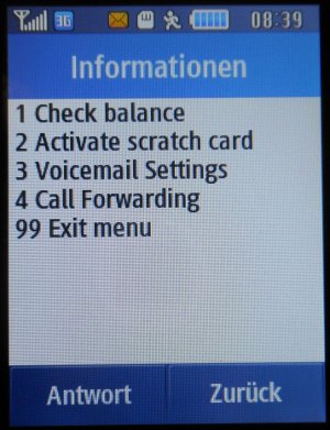 Vodafone Red prepaid SIM Karte Katar, Service Menü *100#