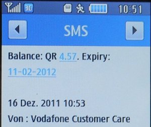 Vodafone Red prepaid SIM Karte Katar, Kontostand und Gültigkeit