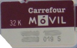 Carrefour Móvil prepaid SIM Karte Spanien, SIM Karte Rückseite