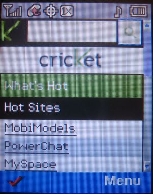 cricket wireless prepaid Mobiltelefon, Vereinigte Staaten von Amerika, cricket WAP Website