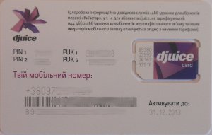 djuice prepaid SIM Karte Ukraine, SIM Karte im Kunststoffhalter