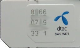 DTAC Call to dtac numbers prepaid SIM Karte, SIM Karte Rückseite